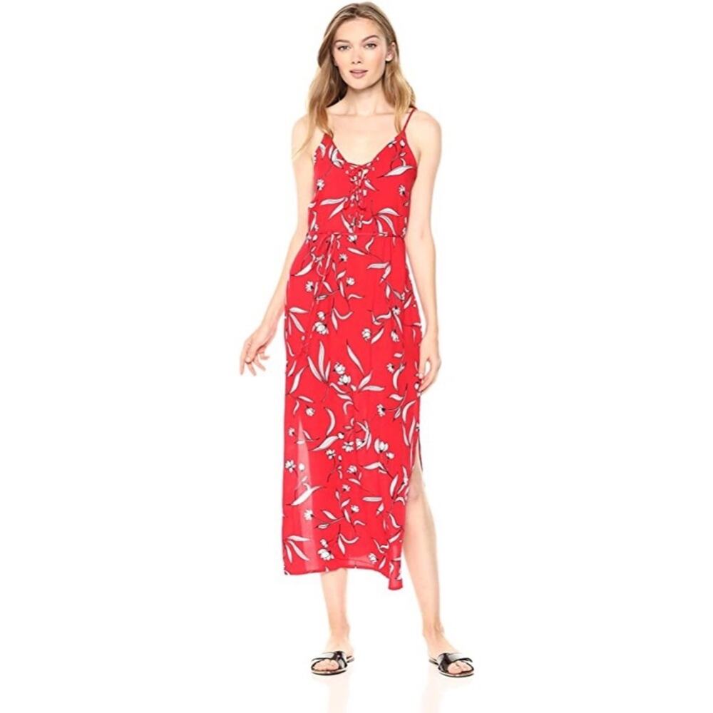 Bardot Amelia Red Floral Midi Dress Medium